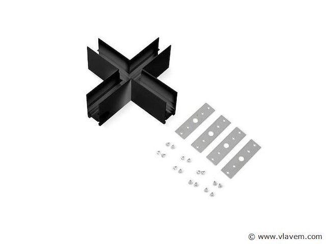 X-connector voor magnetische opbouwrails 20 mm - horizontaal (x4) - afbeelding 3 van  4