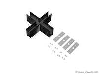X-connector voor magnetische opbouwrails 20 mm - horizontaal (x4) - afbeelding 3 van  4