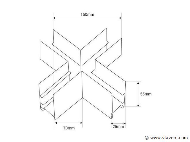 X-connector voor magnetische opbouwrails 20 mm - horizontaal (x4) - afbeelding 4 van  4