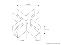 X-connector voor magnetische opbouwrails 20 mm - horizontaal (x4) - afbeelding 4 van  4