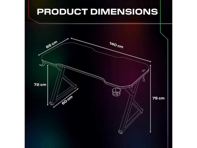 X rocker pulsar max rgb gamingbureau met led-verlichting - afbeelding 2 van  8