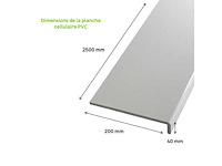 (x15) pvc plank/wit raam binnen/buitenbreedte 200 mm - ep9mm - lang 2,50m - afbeelding 2 van  3