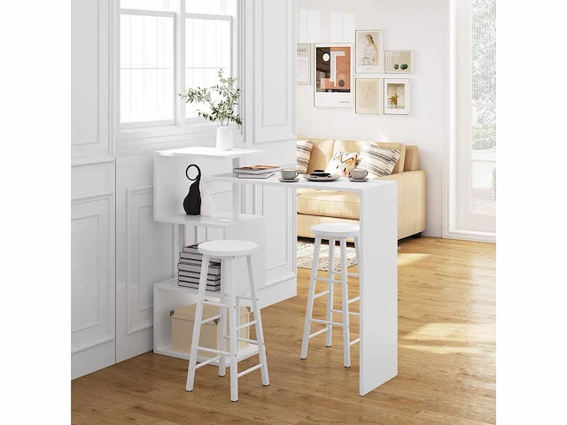 (x2) draaiende bartafel met 3 planken, metalen en mdf bistrotafel - afbeelding 1 van  8