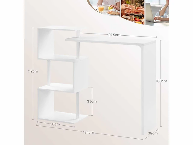 (x2) draaiende bartafel met 3 planken, metalen en mdf bistrotafel - afbeelding 3 van  8