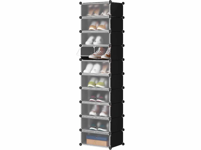 (x2) plastic schoenenkast gemaakt van modules met deur - afbeelding 2 van  6