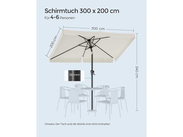 (x2) rechthoekige parasol 200 x 150 cm - afbeelding 5 van  5