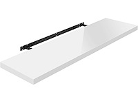 (x2) wandplank, zwevend, voor cd/dvd en boek, hout, glanzend wit - 110cm - afbeelding 2 van  3