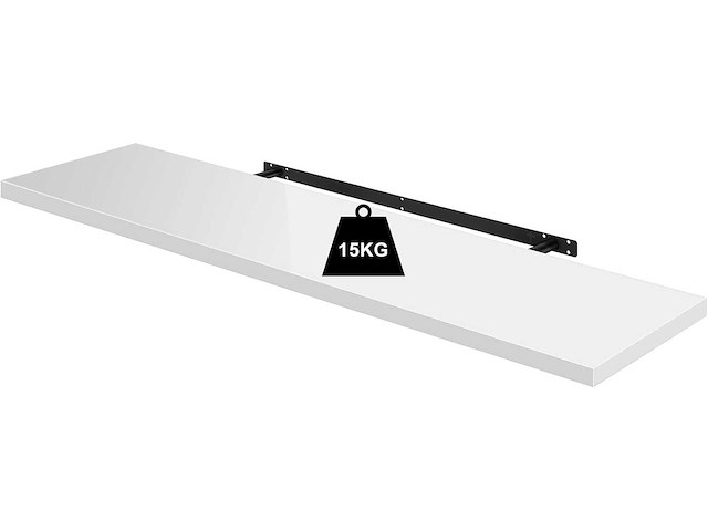 (x2) wandplank, zwevend, voor cd/dvd en boek, hout, glanzend wit - 110cm - afbeelding 3 van  3