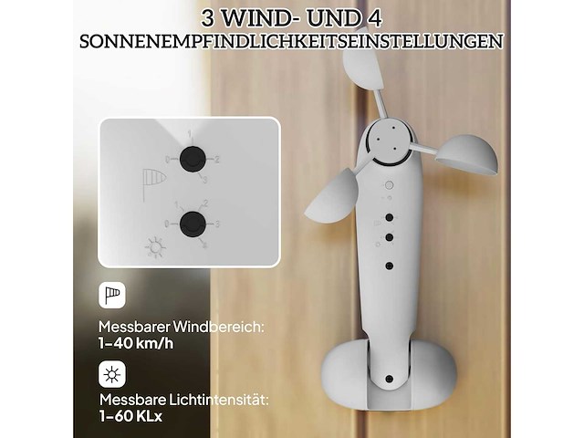 (x2) weerstation met zonnesensor en elektrische anemometer voor jaloezieën - afbeelding 4 van  8