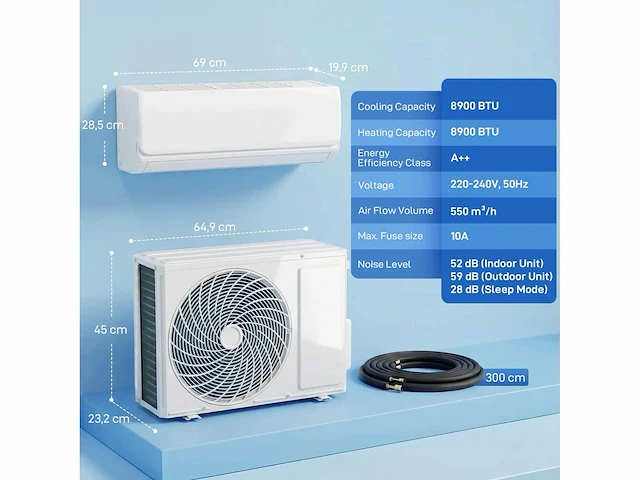 (x3) mini split 9000 btu, inverter airconditioner - afbeelding 4 van  6