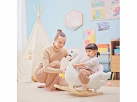 (x3) rocking swan wiegspeeltje voor kinderen 18 maanden en ouder functiemuziek houten poten - wit & roze