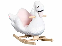 (x3) rocking swan wiegspeeltje voor kinderen 18 maanden en ouder functiemuziek houten poten - wit & roze - afbeelding 1 van  5