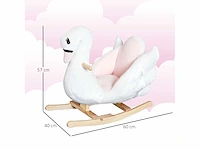 (x3) rocking swan wiegspeeltje voor kinderen 18 maanden en ouder functiemuziek houten poten - wit & roze - afbeelding 2 van  5