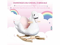 (x3) rocking swan wiegspeeltje voor kinderen 18 maanden en ouder functiemuziek houten poten - wit & roze - afbeelding 4 van  5