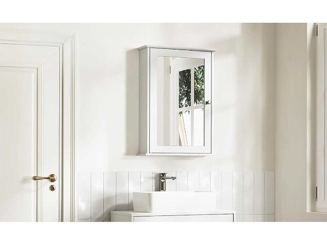 (x3) spiegelkast, met spiegeldeur, verstelbare plank, wit - afbeelding 1 van  5