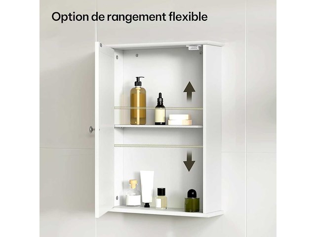 (x3) spiegelkast, met spiegeldeur, verstelbare plank, wit - afbeelding 4 van  5