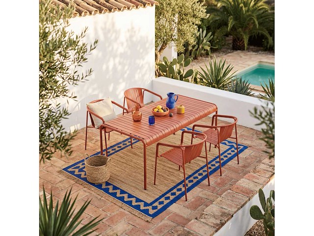 (x3) stalen tuinstoelen met armleuningen - terracotta - afbeelding 3 van  7