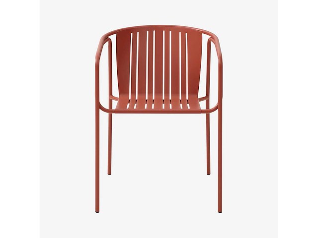 (x3) stalen tuinstoelen met armleuningen - terracotta - afbeelding 4 van  7