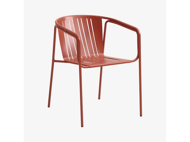 (x3) stalen tuinstoelen met armleuningen - terracotta - afbeelding 5 van  7