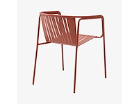 (x3) stalen tuinstoelen met armleuningen - terracotta - afbeelding 7 van  7