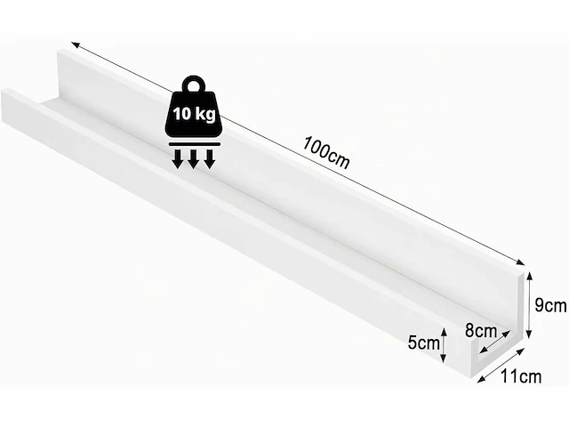 (x3) wandplank 100 cm lang gebruikt om fotomagazine-afbeelding op te hangen, wit - afbeelding 2 van  6