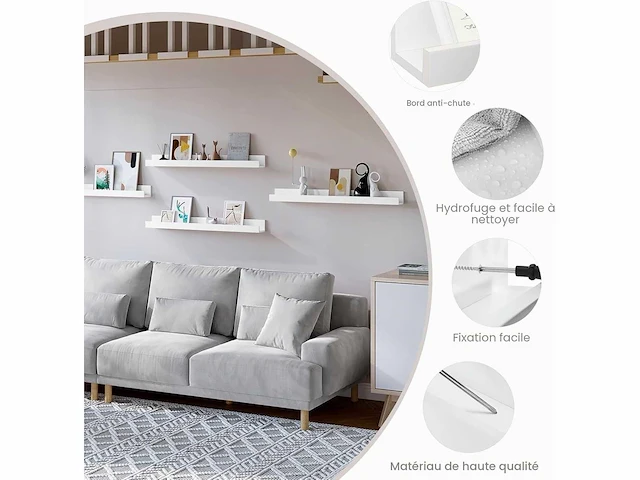 (x3) wandplank 100 cm lang gebruikt om fotomagazine-afbeelding op te hangen, wit - afbeelding 4 van  6