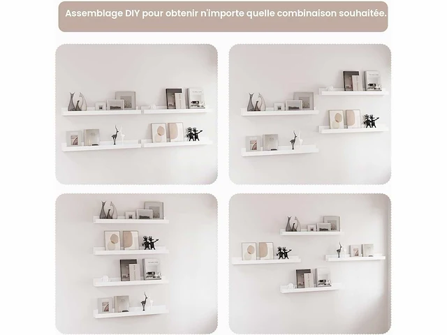 (x3) wandplank 100 cm lang gebruikt om fotomagazine-afbeelding op te hangen, wit - afbeelding 5 van  6