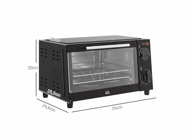 (x4) 9 l miniatuur elektrische oven, 750 w, vrijstaand - afbeelding 3 van  4