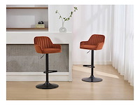 (x4) fluwelen en zwarte metalen barkrukjes - verstelbare hoogte - terracotta - afbeelding 3 van  10