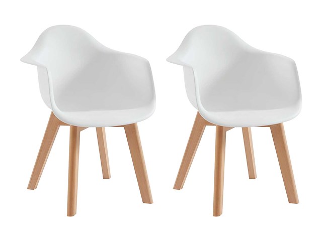 (x4) kinderstoelen met armleuningen van polypropyleen en beuk - wit - afbeelding 3 van  10