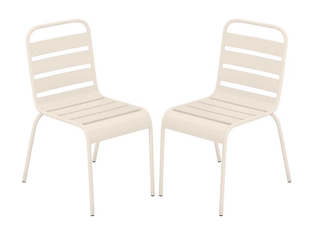 (x4) metalen stapelbare tuinstoelen - beige - afbeelding 2 van  4