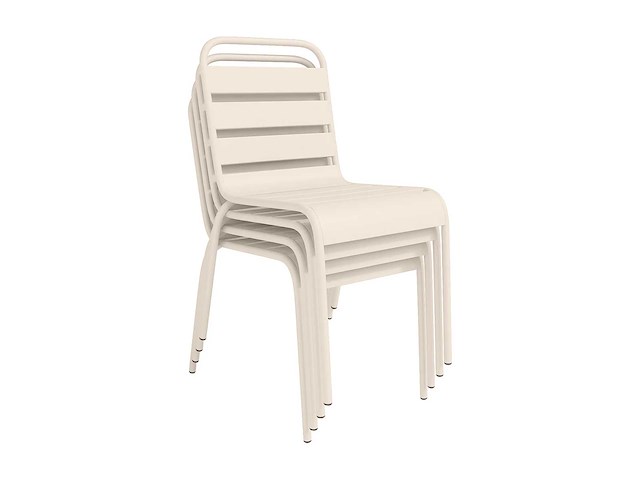 (x4) metalen stapelbare tuinstoelen - beige - afbeelding 3 van  4