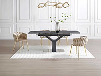 (x4) velvet en gouden metalen stoel - beige