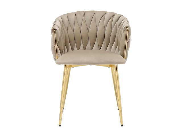 (x4) velvet en gouden metalen stoel - beige - afbeelding 1 van  2