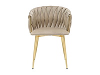 (x4) velvet en gouden metalen stoel - beige - afbeelding 1 van  2