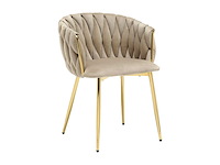 (x4) velvet en gouden metalen stoel - beige - afbeelding 2 van  2