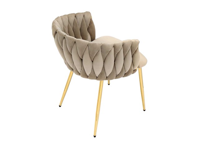 (x4) velvet en gouden metalen stoel - beige - afbeelding 3 van  6