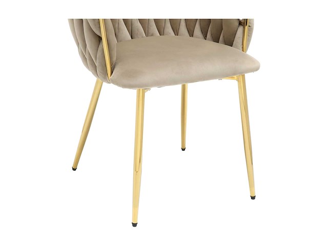 (x4) velvet en gouden metalen stoel - beige - afbeelding 4 van  6