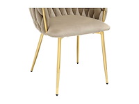 (x4) velvet en gouden metalen stoel - beige - afbeelding 4 van  6