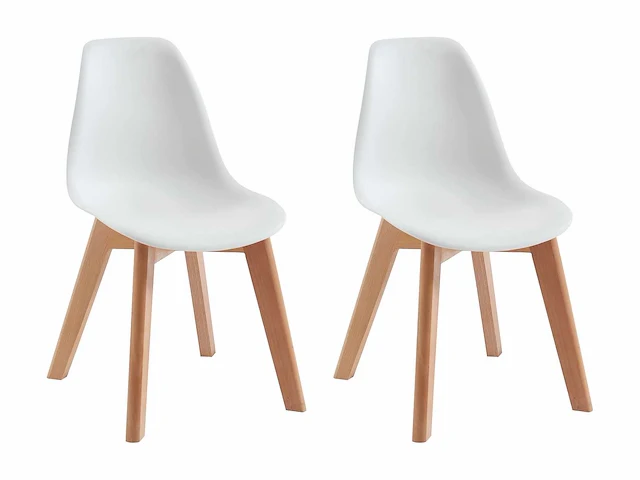 (x6) kinderstoelen van polypropyleen en beuk - wit - afbeelding 2 van  7