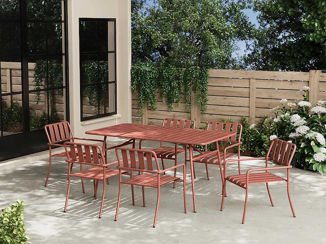 (x6) stapelbare metalen tuinfauteuil - terracotta - afbeelding 1 van  4