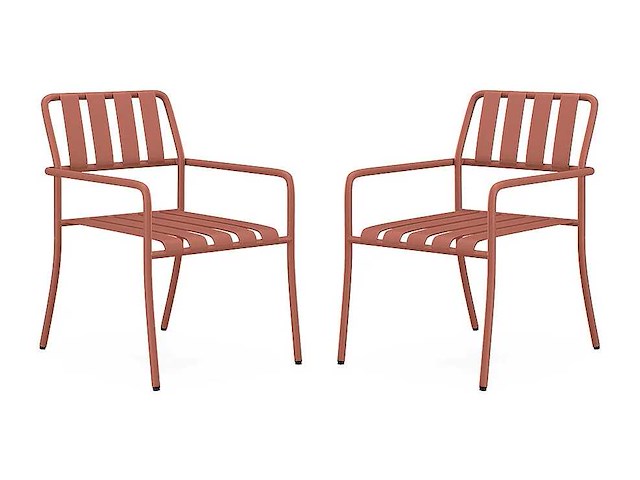 (x6) stapelbare metalen tuinfauteuil - terracotta - afbeelding 2 van  4
