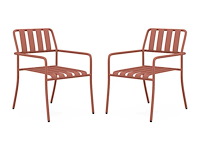 (x6) stapelbare metalen tuinfauteuil - terracotta - afbeelding 2 van  4