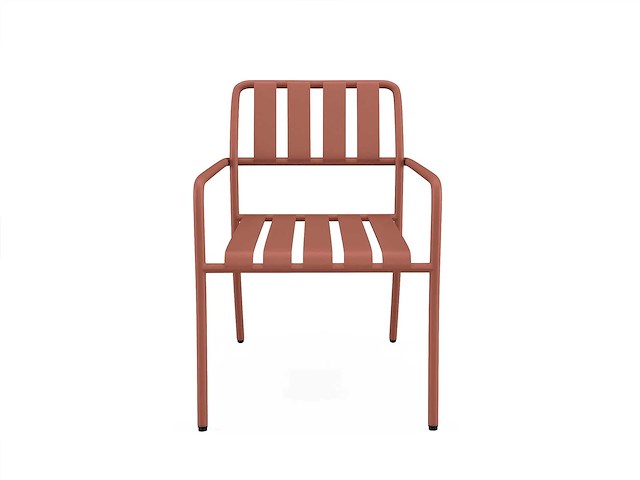 (x6) stapelbare metalen tuinfauteuil - terracotta - afbeelding 3 van  4