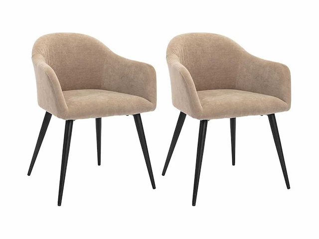 (x6) stoelen - met armleuningen - fluweel & metaal effect - beige - afbeelding 2 van  9