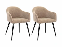(x6) stoelen - met armleuningen - fluweel & metaal effect - beige - afbeelding 2 van  9