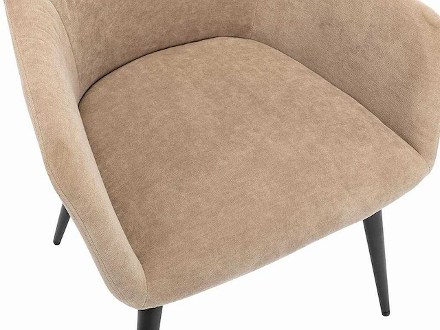 (x6) stoelen - met armleuningen - fluweel & metaal effect - beige - afbeelding 7 van  9
