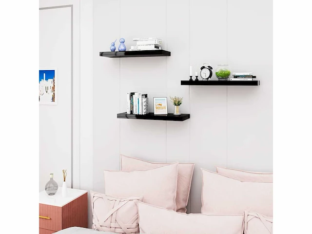 (x6) wandplank, zwevende plank - 50 cm zwart - afbeelding 2 van  2