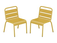 (x7) stapelbare metalen tuinstoelen voor kinderen - mosterdgeel - afbeelding 2 van  6