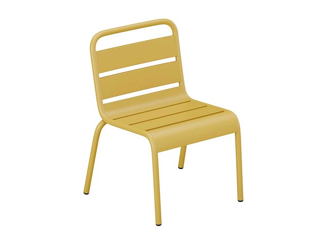 (x7) stapelbare metalen tuinstoelen voor kinderen - mosterdgeel - afbeelding 3 van  6